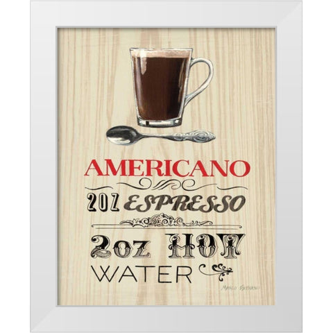 Americano White Modern Wood Framed Art Print by Fabiano, Marco