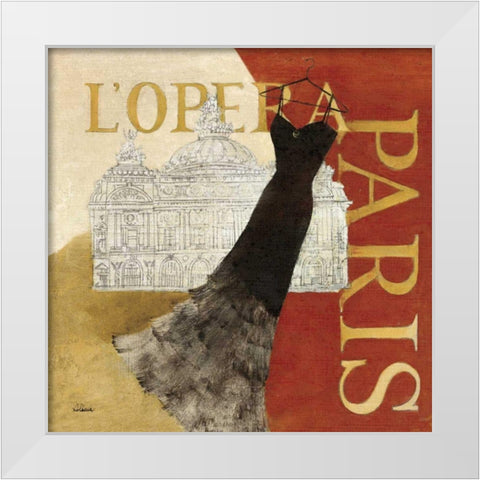 Paris Dress - L Opera White Modern Wood Framed Art Print by Hristova, Albena