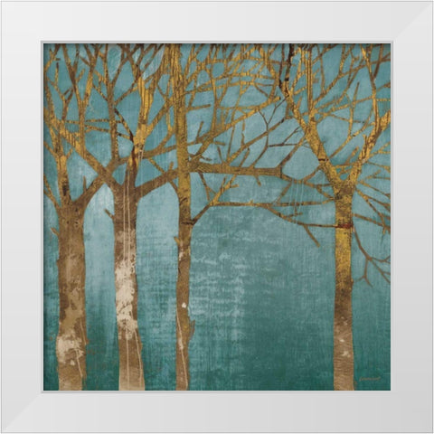 Golden Day Turquoise White Modern Wood Framed Art Print by Lovell, Kathrine