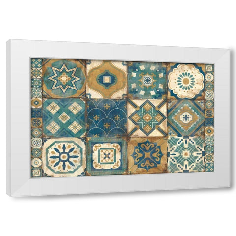 Moroccan Tiles Blue White Modern Wood Framed Art Print by Hilsaca, Cleonique
