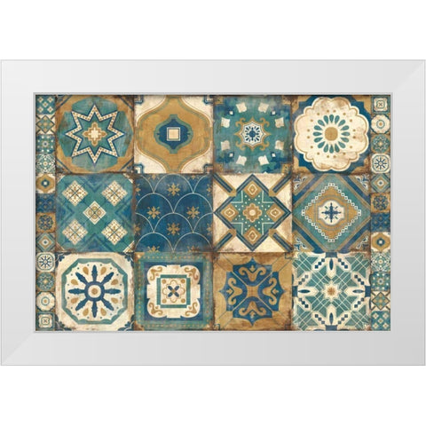 Moroccan Tiles Blue White Modern Wood Framed Art Print by Hilsaca, Cleonique