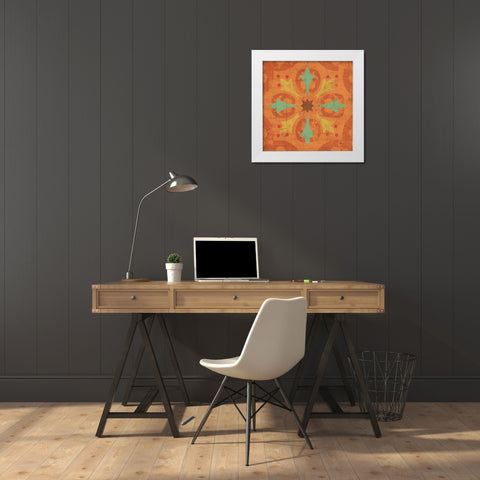 From India Square IV White Modern Wood Framed Art Print by Pela Studio