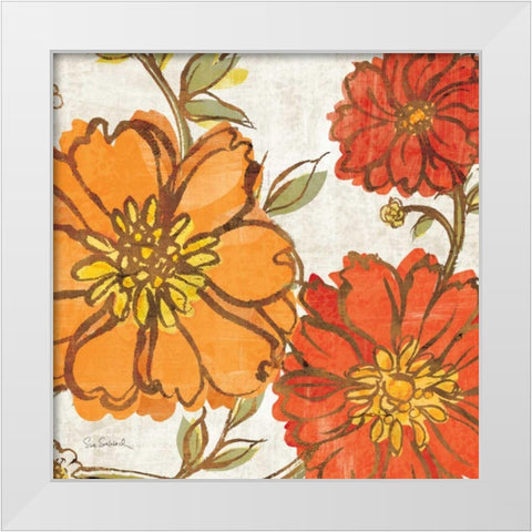 Tangerine Square I White Modern Wood Framed Art Print by Schlabach, Sue
