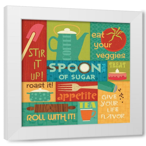 Kitchen It II White Modern Wood Framed Art Print by Pela Studio