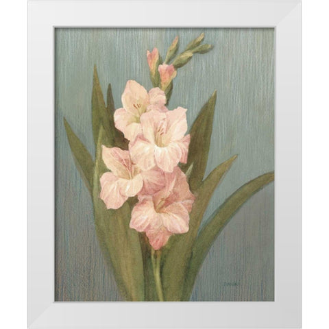 August Gladiola White Modern Wood Framed Art Print by Nai, Danhui