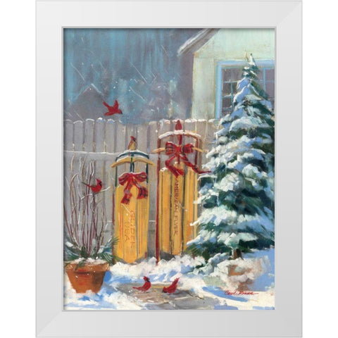 December Sleds White Modern Wood Framed Art Print by Rowan, Carol