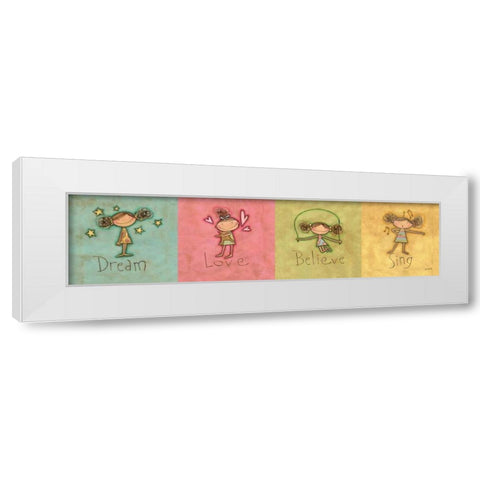 Dream Love Believe and Sing Panel White Modern Wood Framed Art Print by Tavoletti, Anne