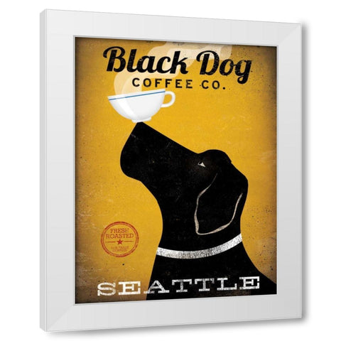 Black Dog Coffee Co Seattle White Modern Wood Framed Art Print by Fowler, Ryan