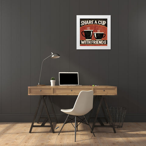 Coffee Roasters III White Modern Wood Framed Art Print by Pela Studio