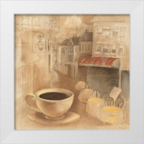 Cafe de Paris I White Modern Wood Framed Art Print by Hristova, Albena