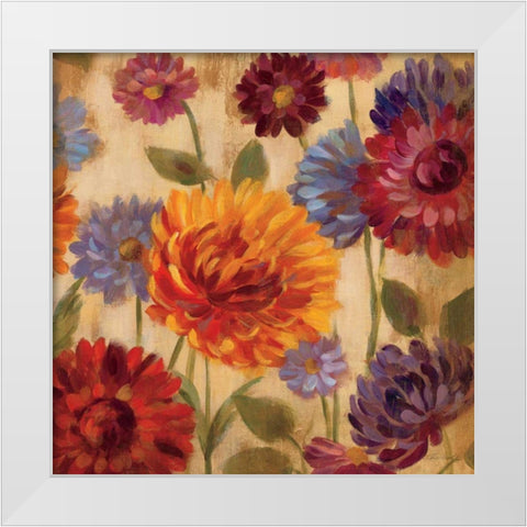 Rainbow Dahlias Crop III White Modern Wood Framed Art Print by Vassileva, Silvia