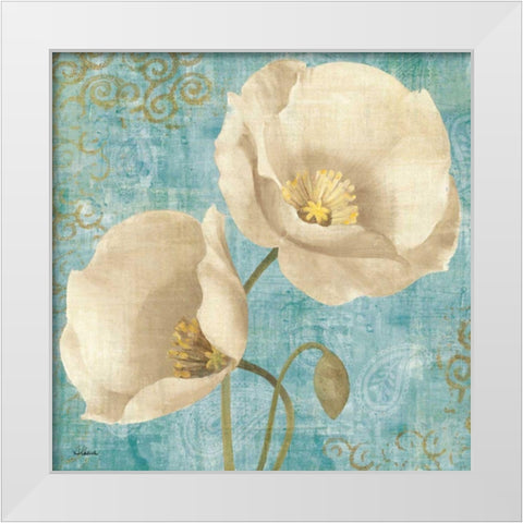 Rich Poppies on Paisley White Modern Wood Framed Art Print by Hristova, Albena