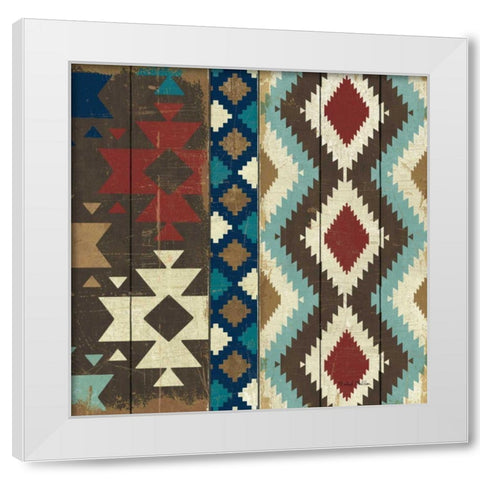 Native Tapestry White Modern Wood Framed Art Print by Mullan, Michael