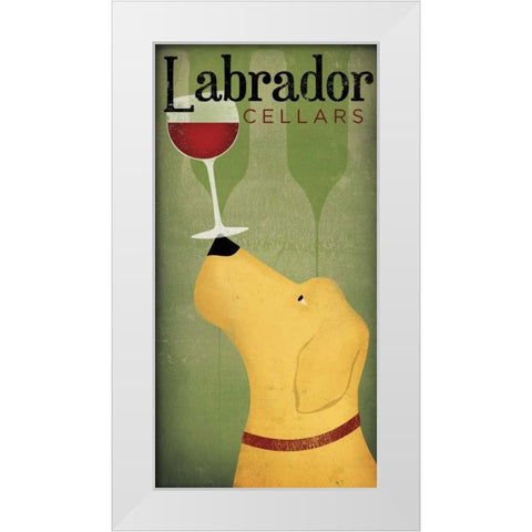 Labrador Wine Dog White Modern Wood Framed Art Print by Fowler, Ryan