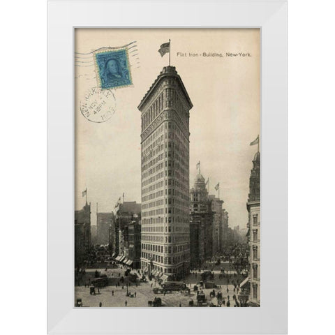Flat Iron 1909 White Modern Wood Framed Art Print by Wild Apple Portfolio