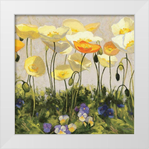 Poppies and Pansies II White Modern Wood Framed Art Print by Novak, Shirley