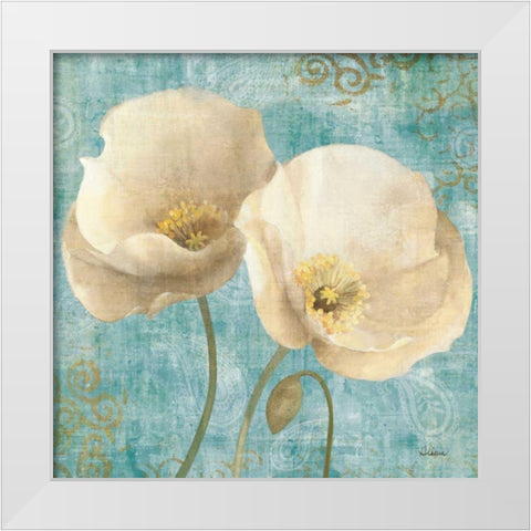 Poppies on Paisley White Modern Wood Framed Art Print by Hristova, Albena