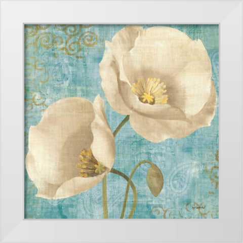 Rich Poppies on Paisley White Modern Wood Framed Art Print by Hristova, Albena