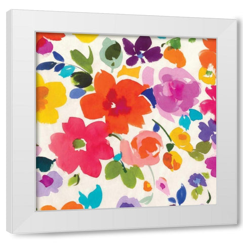 Bright Florals II White Modern Wood Framed Art Print by Wild Apple Portfolio