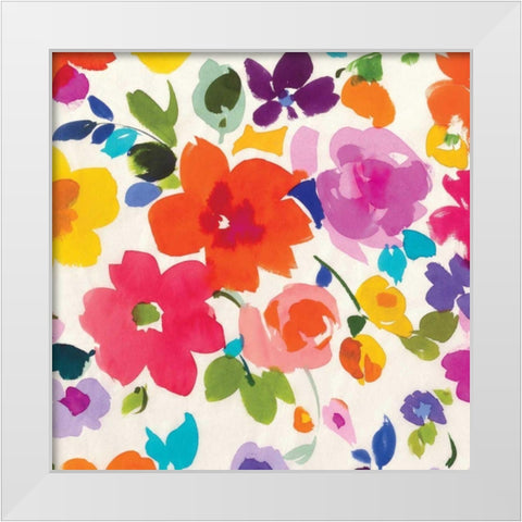 Bright Florals II White Modern Wood Framed Art Print by Wild Apple Portfolio
