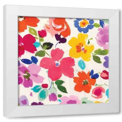 Bright Florals III White Modern Wood Framed Art Print by Wild Apple Portfolio
