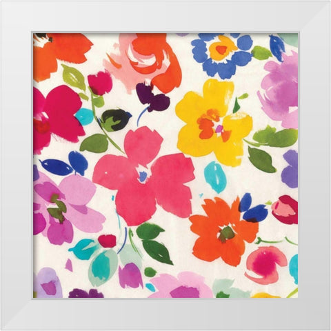Bright Florals III White Modern Wood Framed Art Print by Wild Apple Portfolio