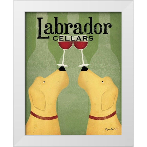 Two Labrador Wine Dogs White Modern Wood Framed Art Print by Fowler, Ryan