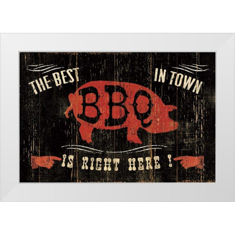 The Best BBQ in Town White Modern Wood Framed Art Print by Pela Studio