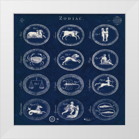Blueprint Zodiac White Modern Wood Framed Art Print by Schlabach, Sue