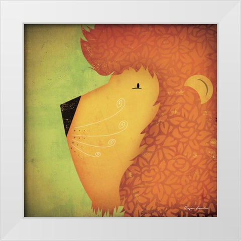 Lion WOW White Modern Wood Framed Art Print by Fowler, Ryan