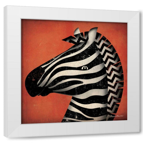 Zebra WOW White Modern Wood Framed Art Print by Fowler, Ryan