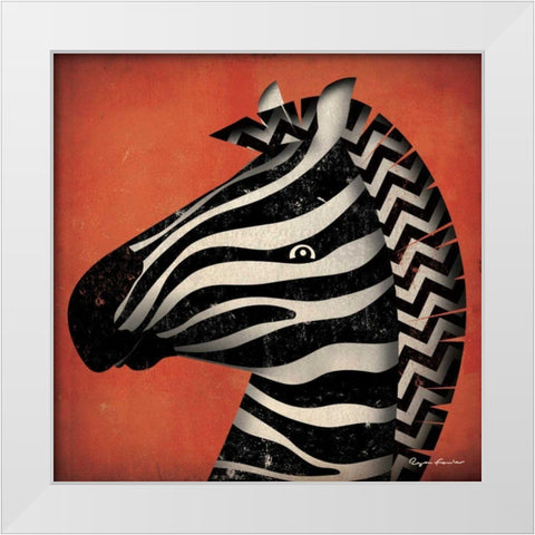Zebra WOW White Modern Wood Framed Art Print by Fowler, Ryan