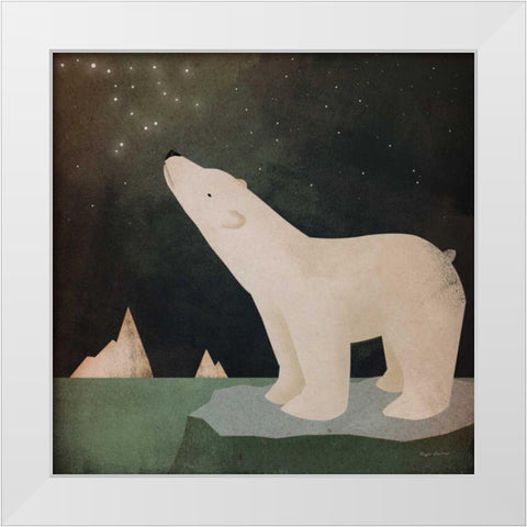 Constellations Polar Bear White Modern Wood Framed Art Print by Fowler, Ryan