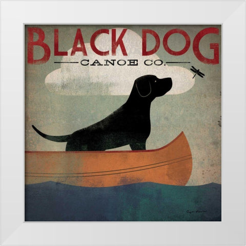 Black Dog Canoe White Modern Wood Framed Art Print by Fowler, Ryan
