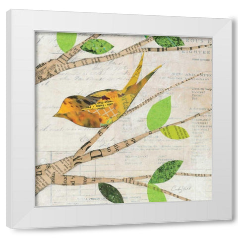 Birds in Spring  II Square White Modern Wood Framed Art Print by Prahl, Courtney