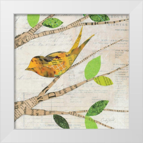 Birds in Spring  II Square White Modern Wood Framed Art Print by Prahl, Courtney
