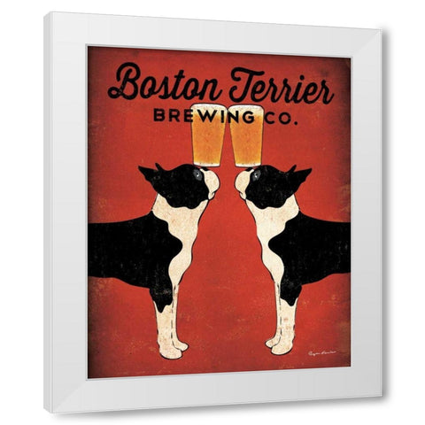 Boston Terrier Brewing Co White Modern Wood Framed Art Print by Fowler, Ryan