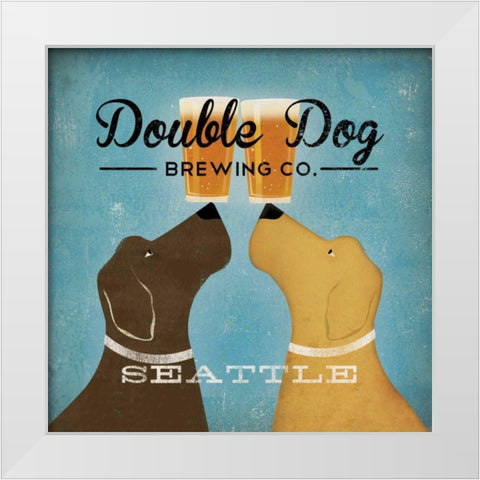 Double Dog Brewing Co. Seattle Brown Dog White Modern Wood Framed Art Print by Fowler, Ryan