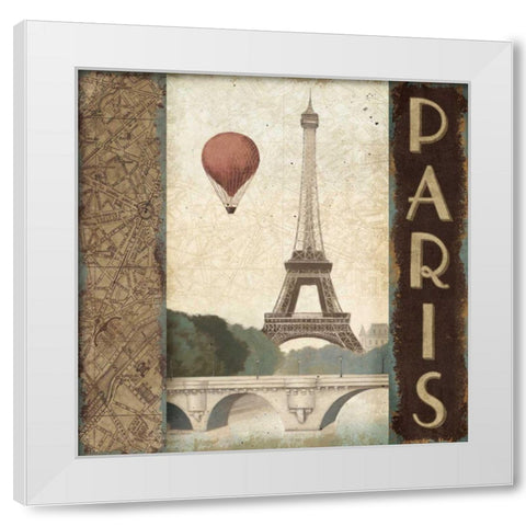 City Skyline Paris Vintage Square White Modern Wood Framed Art Print by Fabiano, Marco