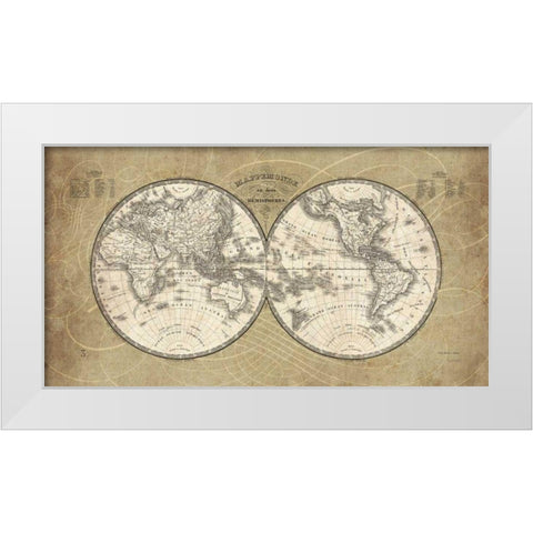 French World Map White Modern Wood Framed Art Print by Schlabach, Sue