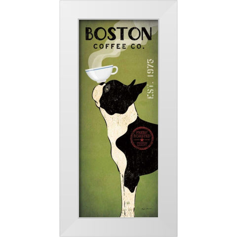 Boston Terrier Coffee Co White Modern Wood Framed Art Print by Fowler, Ryan