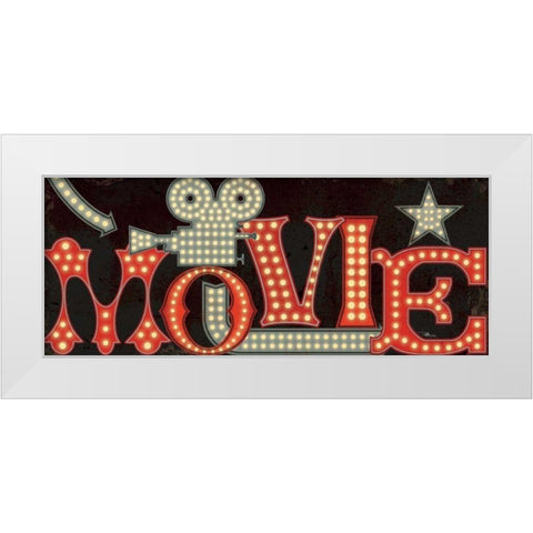 Movie Lights II White Modern Wood Framed Art Print by Pela Studio
