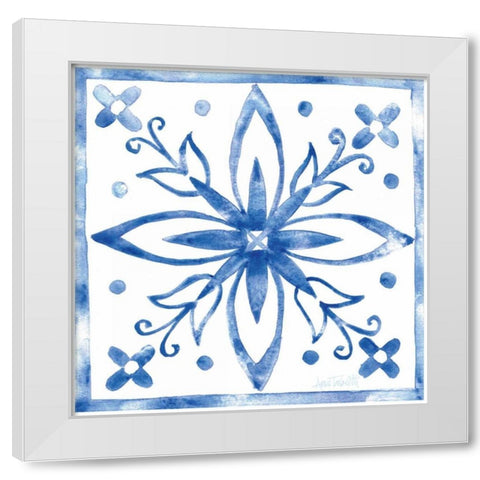 Tile Stencil I Blue White Modern Wood Framed Art Print by Tavoletti, Anne