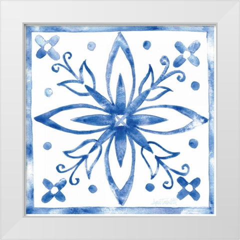 Tile Stencil I Blue White Modern Wood Framed Art Print by Tavoletti, Anne