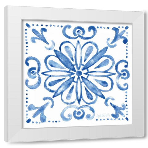 Tile Stencil IV Blue White Modern Wood Framed Art Print by Tavoletti, Anne