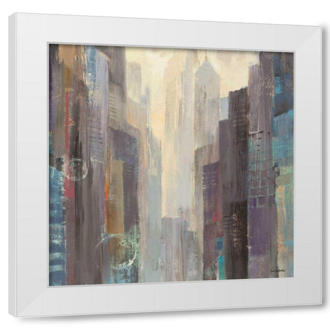 City at Dawn White Modern Wood Framed Art Print by Hristova, Albena