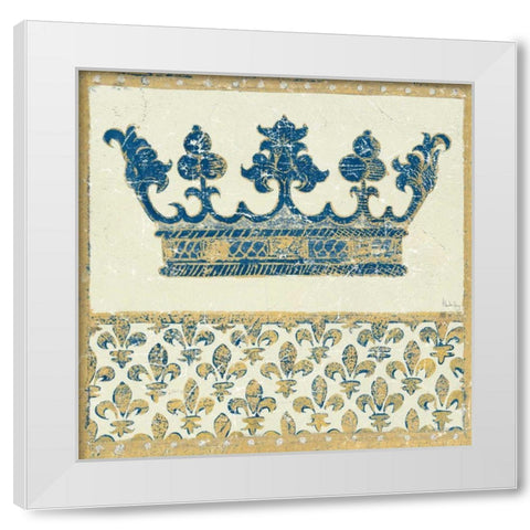 Regal Crown Indigo and Cream White Modern Wood Framed Art Print by Meloushka Designs