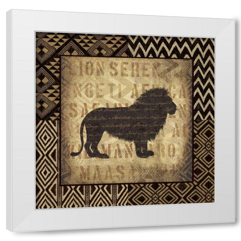 African Wild Lion Border White Modern Wood Framed Art Print by Wild Apple Portfolio