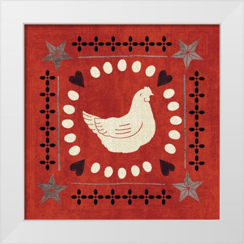 Little Red Farm Tile III White Modern Wood Framed Art Print by Charron, Veronique