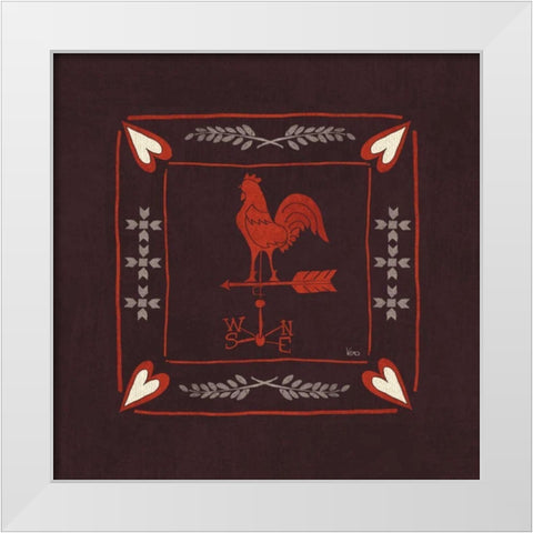 Little Red Farm Tile IV White Modern Wood Framed Art Print by Charron, Veronique